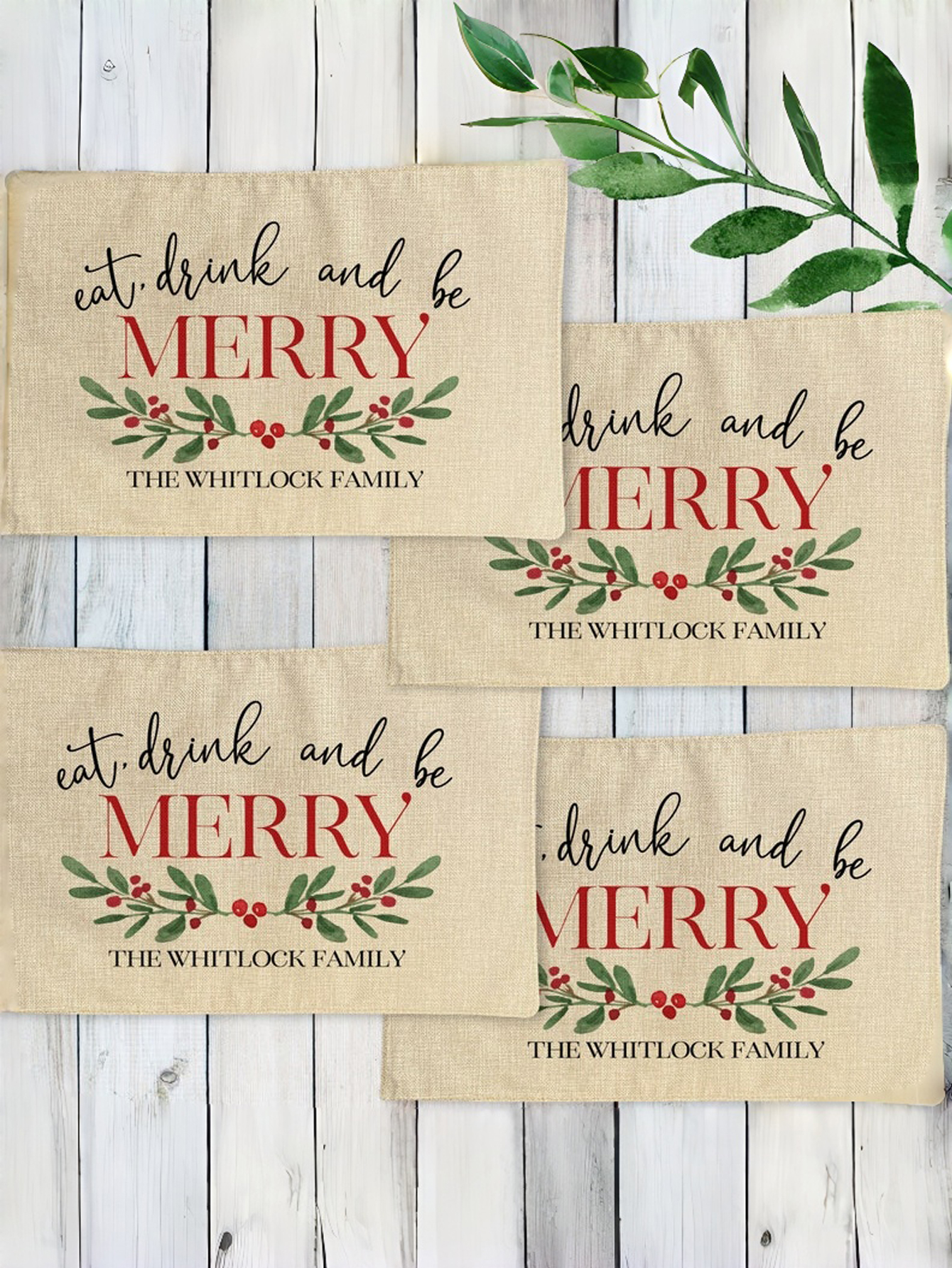 Personalized Merry Christmas Placemats